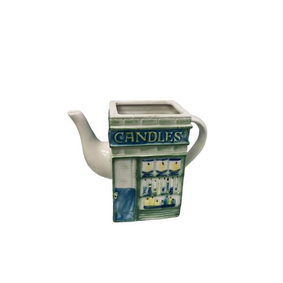 Vintage Tpot Buiding Mainstreeet Store Front Lidded Tea Pot 7" x6" 3" - Picture 4 of 9